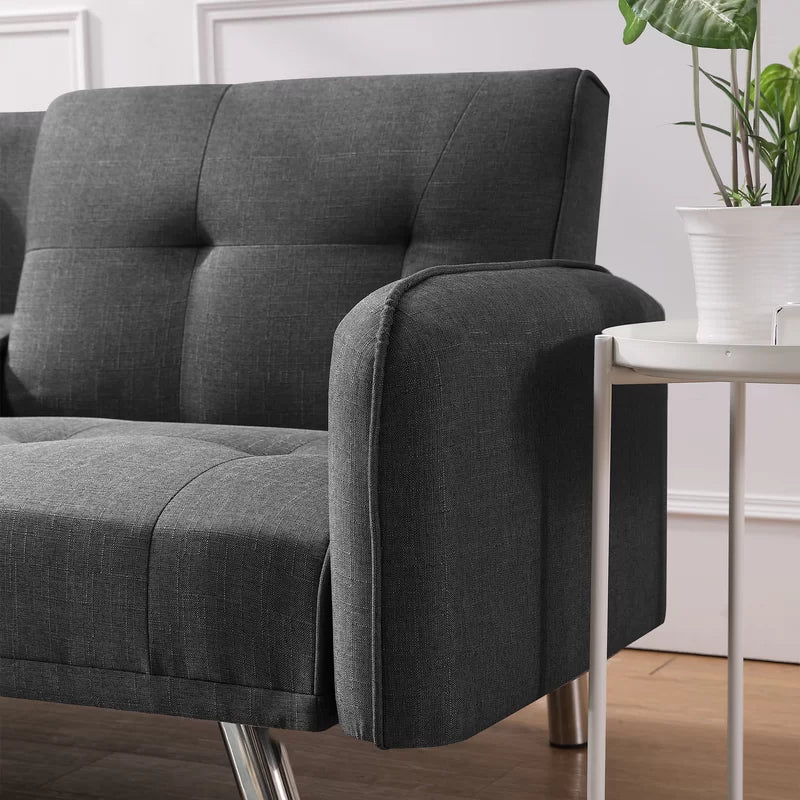 2 Seater Sofa Cum Bed with Metal Legs -
