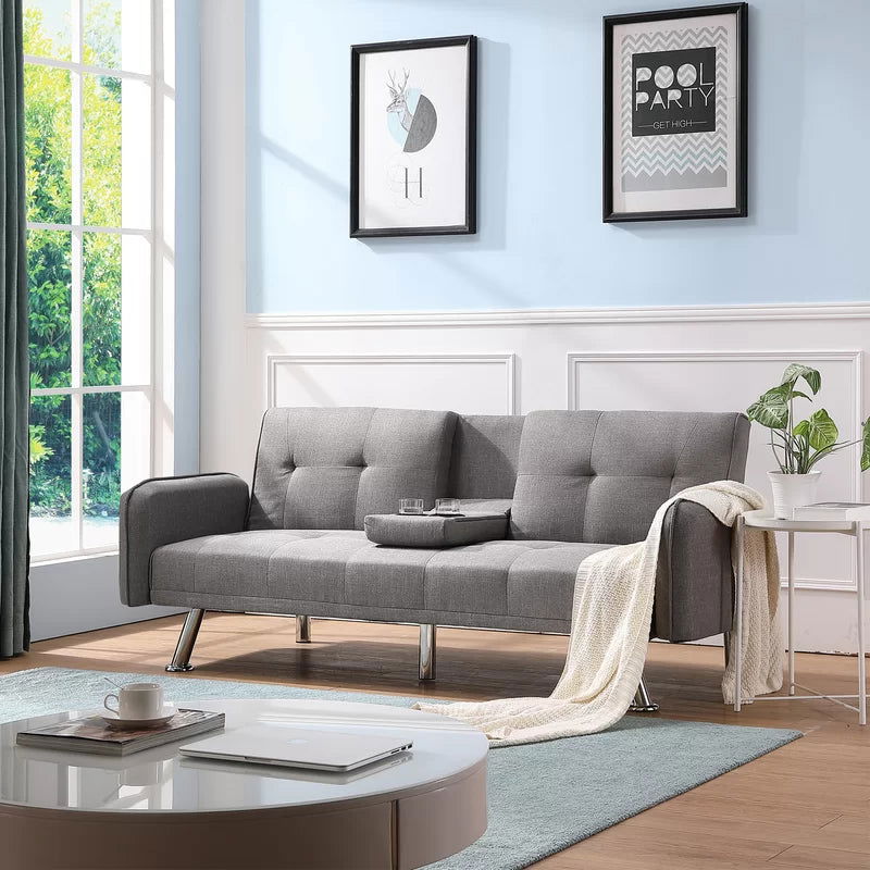 2 Seater Sofa Cum Bed with Metal Legs -