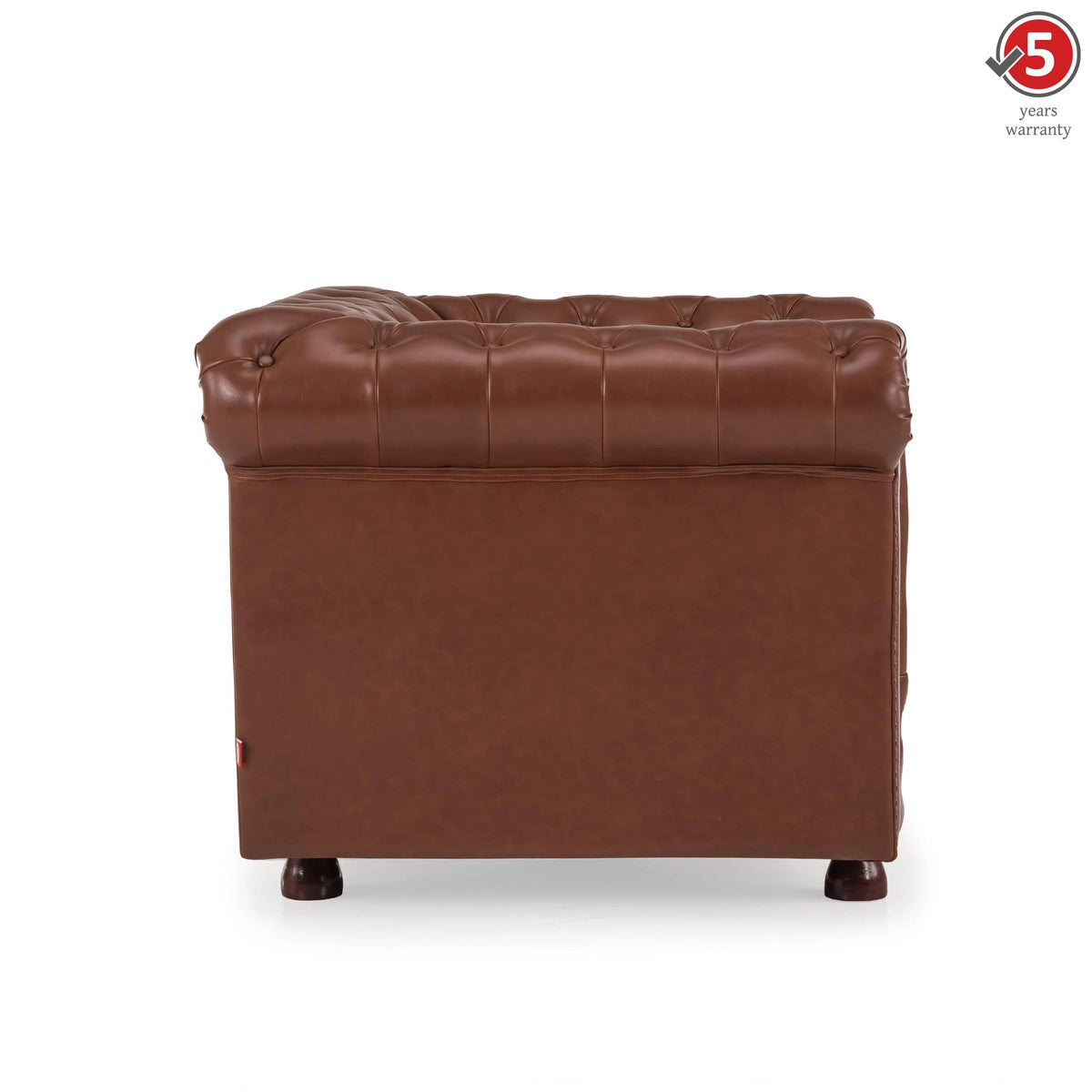 2 Seater Sofa Leatherette Upholstery With Solid Wood Frame and Wooden Legs Base Caramel Brown Color -