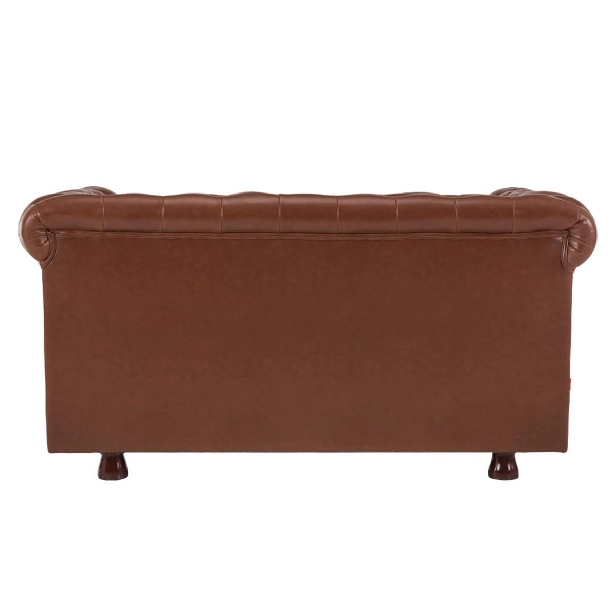 2 Seater Sofa Leatherette Upholstery With Solid Wood Frame and Wooden Legs Base Caramel Brown Color -