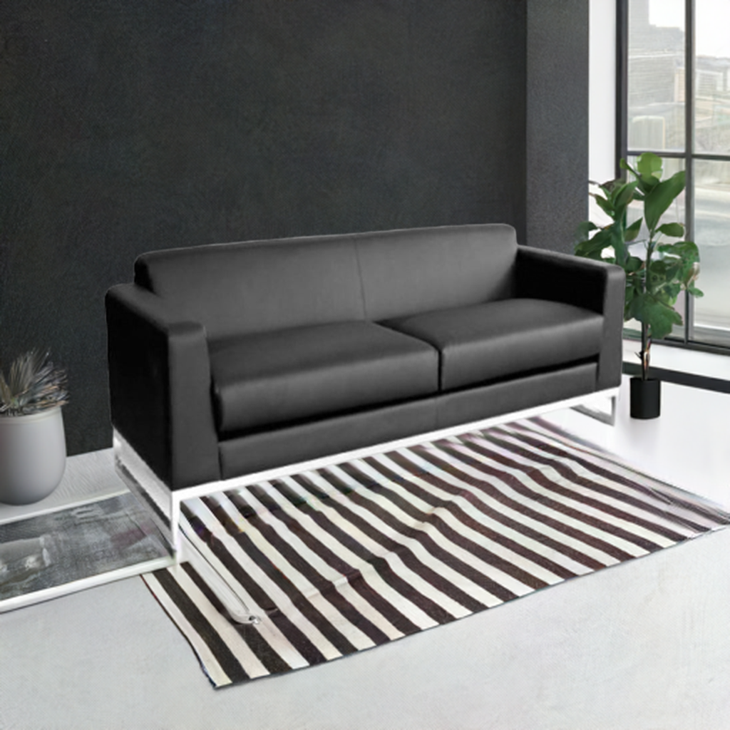 2 Seater Sofa in Leatherette Upholstery with Metal frame -
