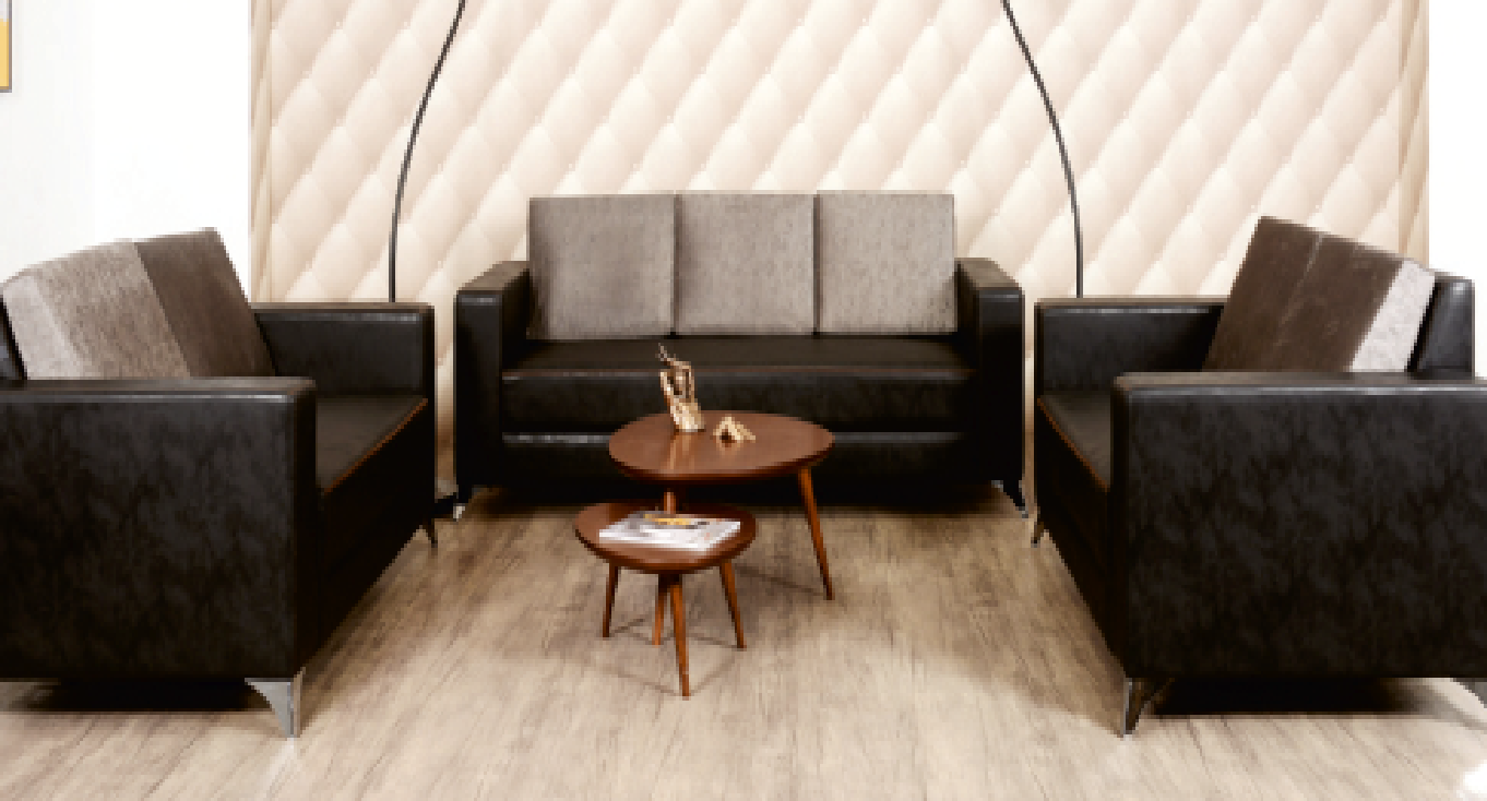 2 Seater Sofa in Leatherette Upholstery with Metal frame -
