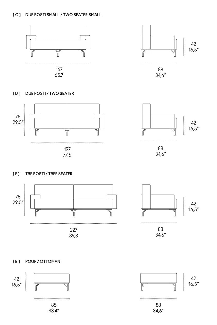 2 Seater Suede Sofa with Metal Legs -