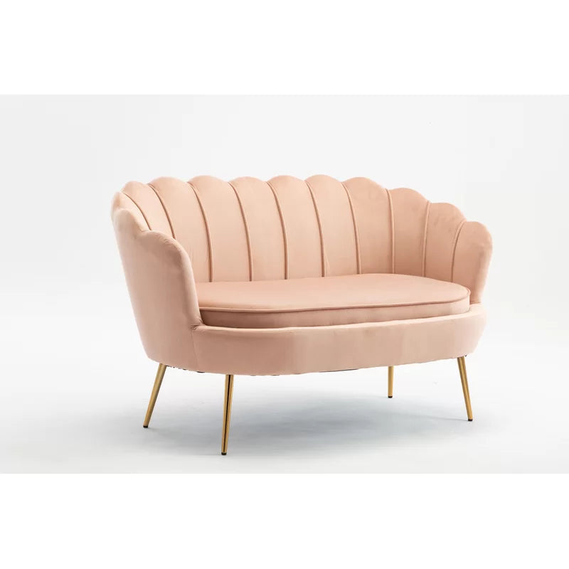 2 Seater Velvet Sofa with Metal Legs -