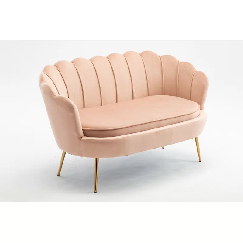 2 Seater Velvet Sofa with Metal Legs -
