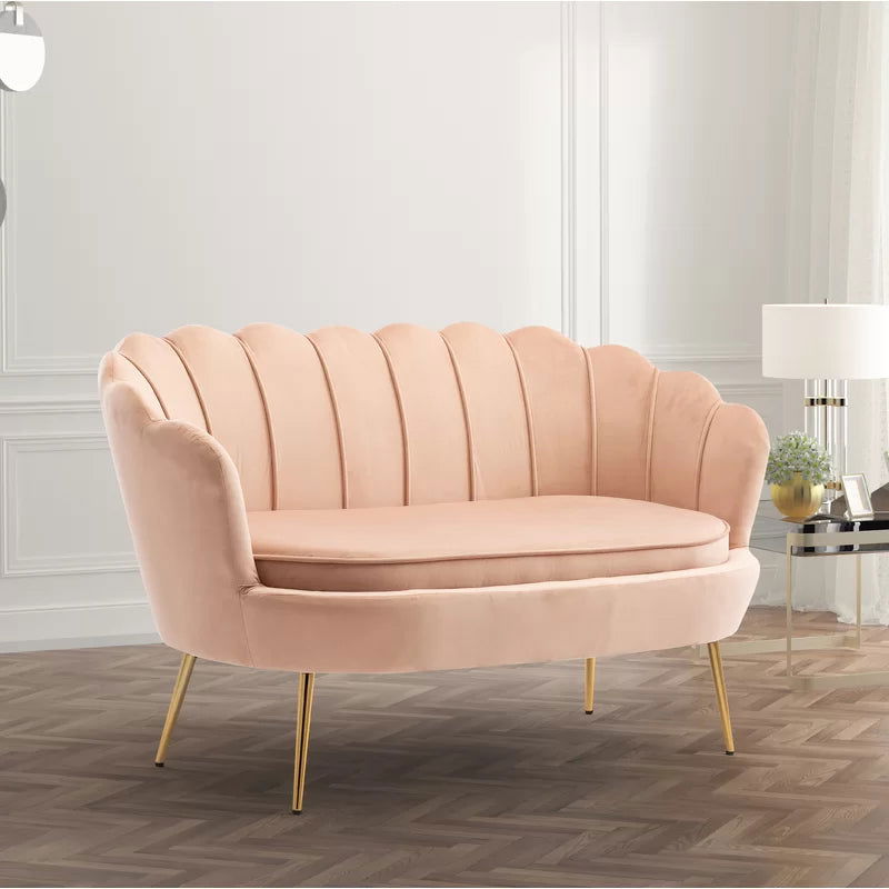 2 Seater Velvet Sofa with Metal Legs -