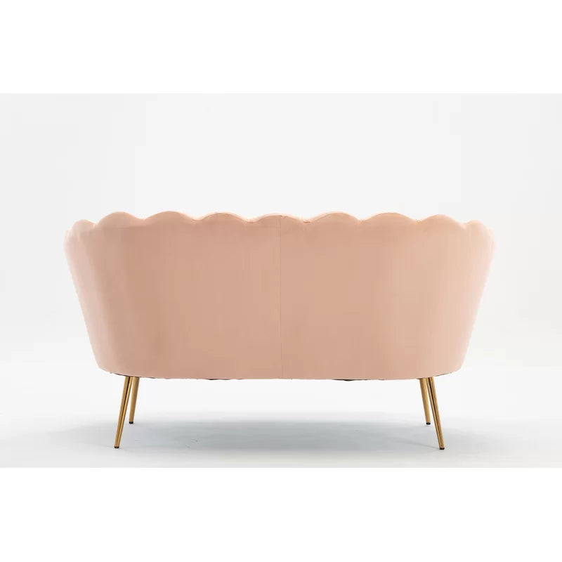 2 Seater Velvet Sofa with Metal Legs -
