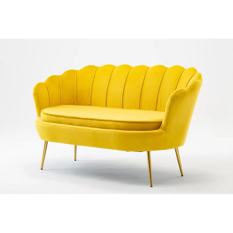 2 Seater Velvet Sofa with Metal Legs -