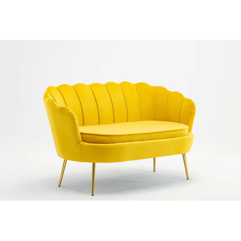 2 Seater Velvet Sofa with Metal Legs -
