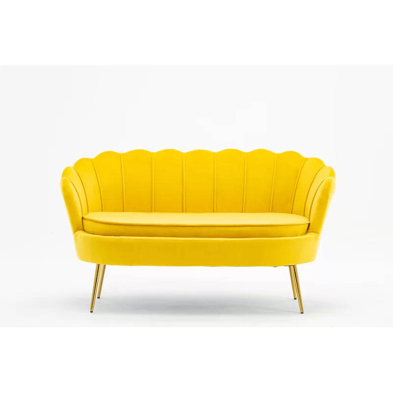 2 Seater Velvet Sofa with Metal Legs -