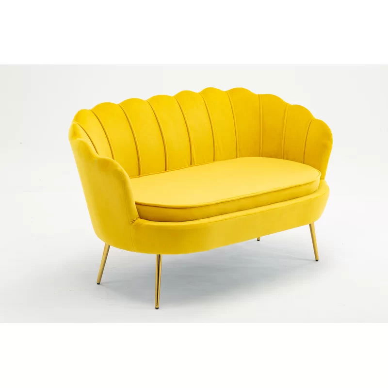 2 Seater Velvet Sofa with Metal Legs -