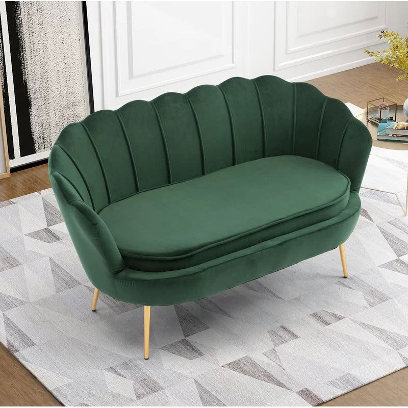 2 Seater Velvet Sofa with Metal Legs -