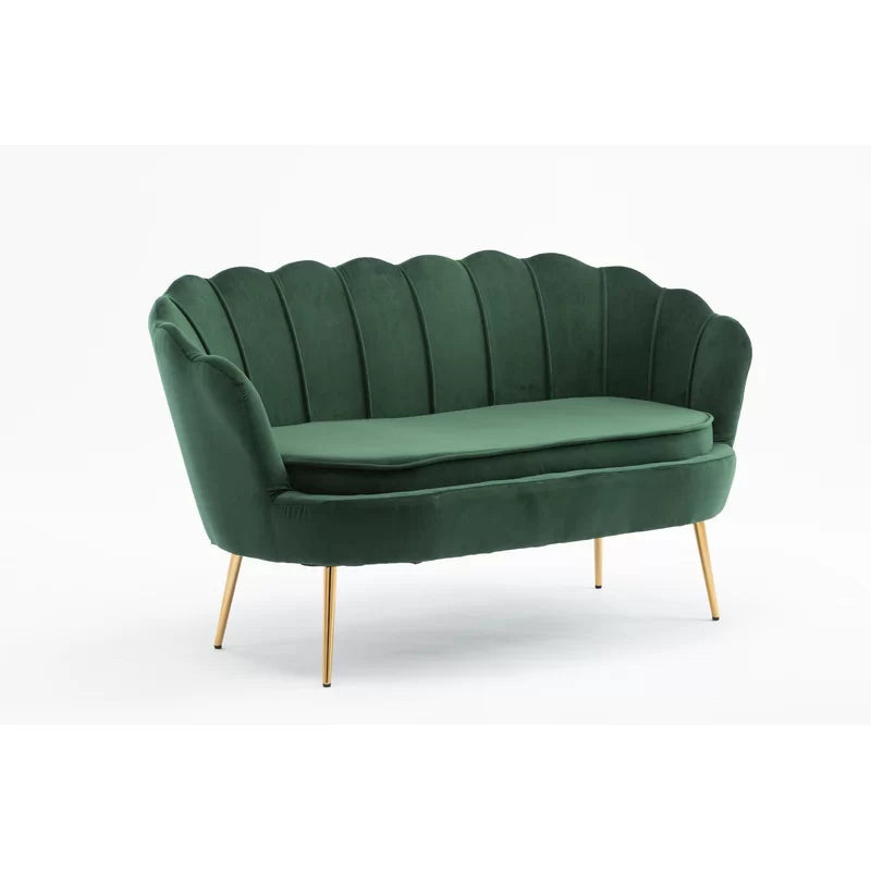 2 Seater Velvet Sofa with Metal Legs -
