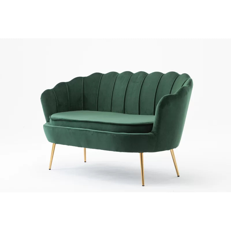 2 Seater Velvet Sofa with Metal Legs -