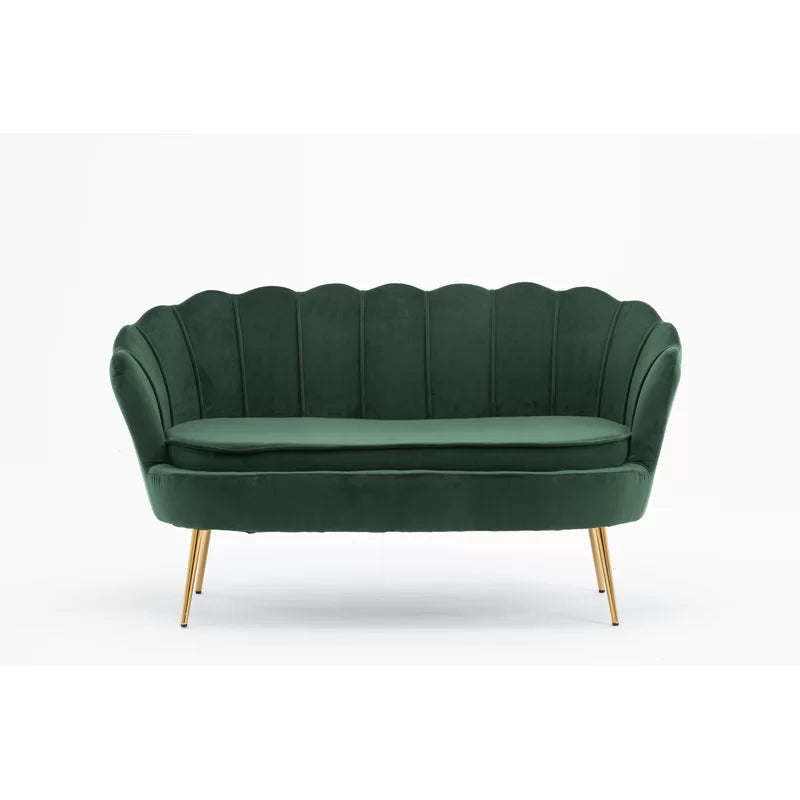 2 Seater Velvet Sofa with Metal Legs -