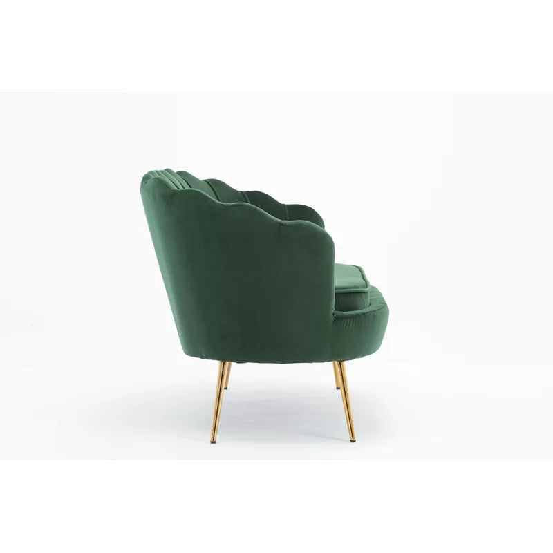 2 Seater Velvet Sofa with Metal Legs -