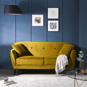 2 Seater Velvet Sofa with Wooden Legs -
