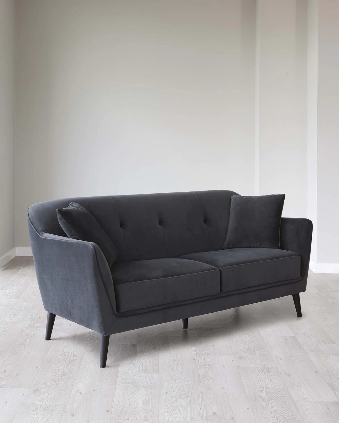 2 Seater Velvet Sofa with Wooden Legs -
