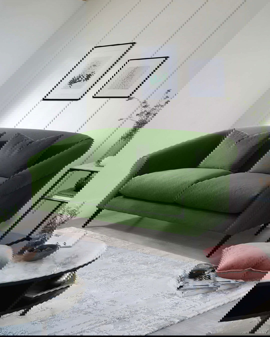 2 Seater Velvet Sofa with Wooden Legs -