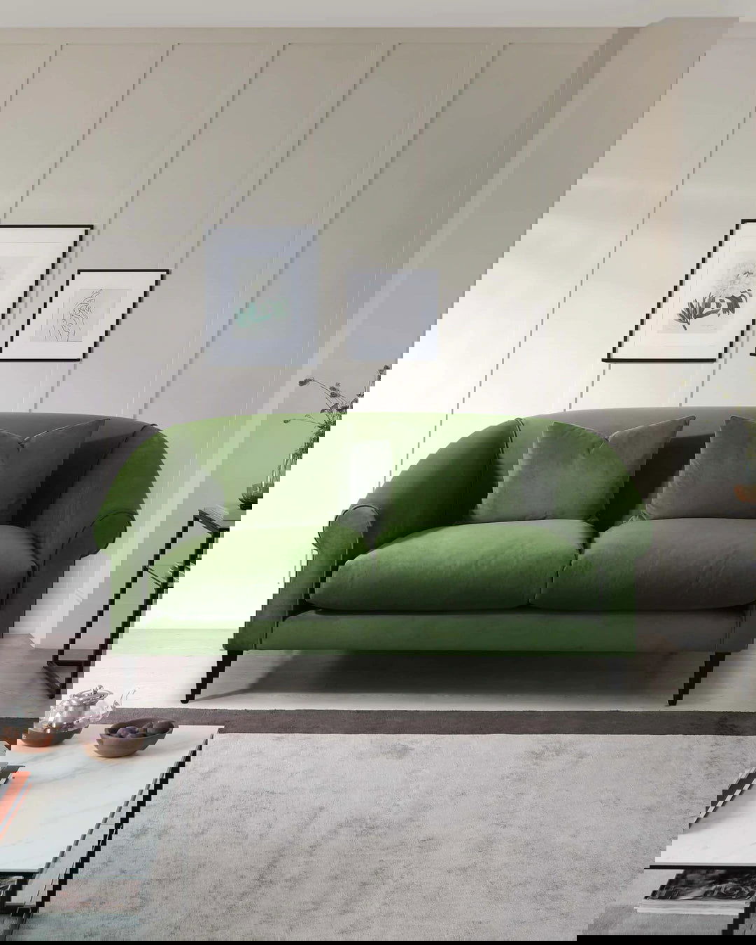 2 Seater Velvet Sofa with Wooden Legs -