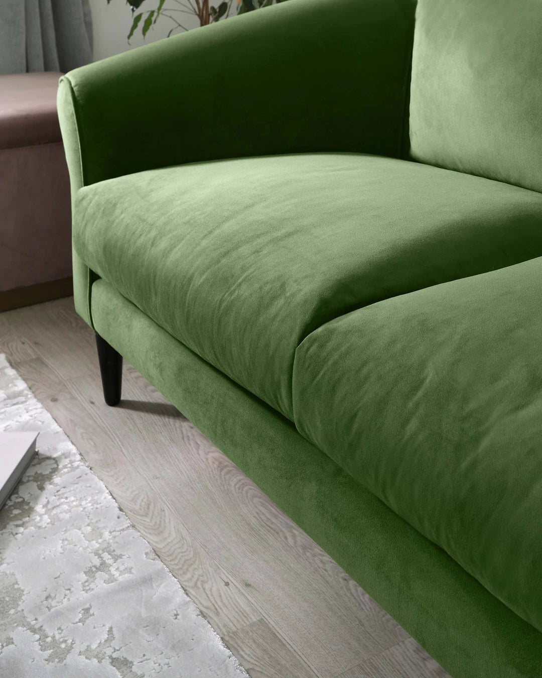 2 Seater Velvet Sofa with Wooden Legs -