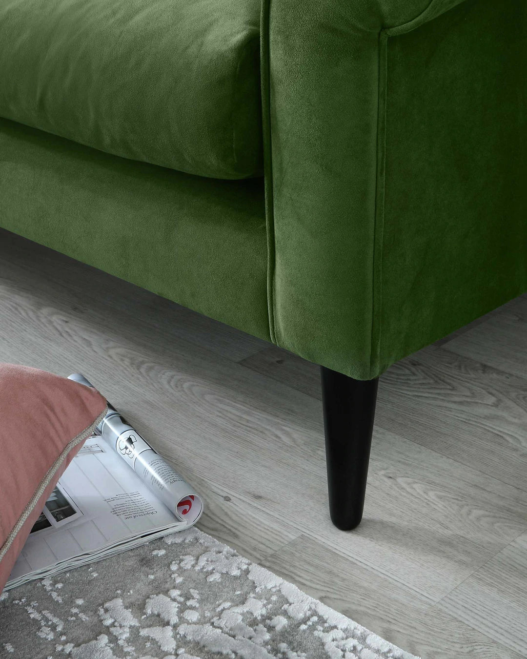 2 Seater Velvet Sofa with Wooden Legs -