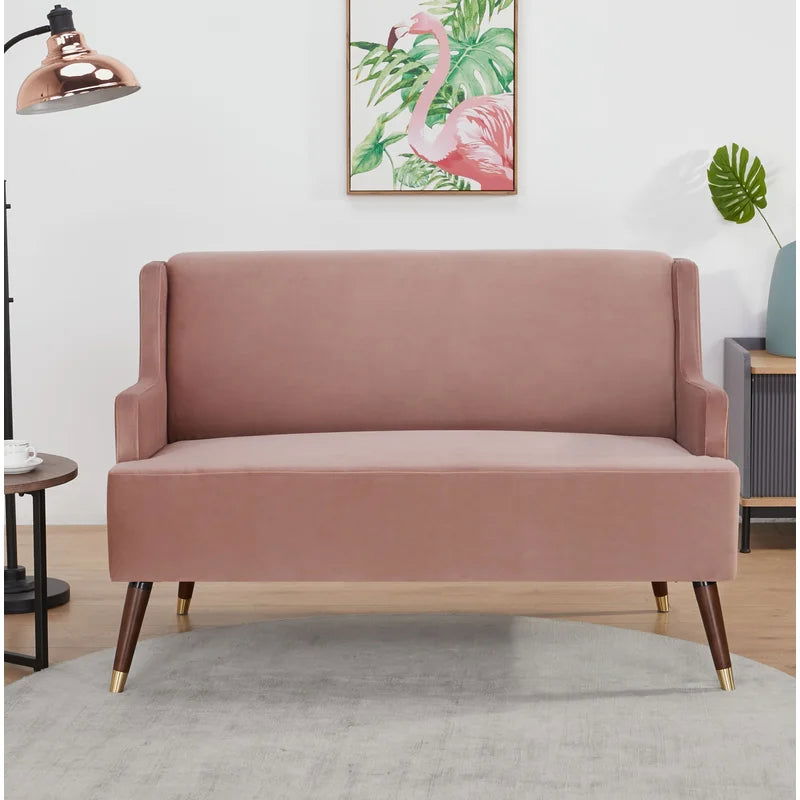 2 Seater Velvet Upholstery, Solid Wood leg With Copper Tip -