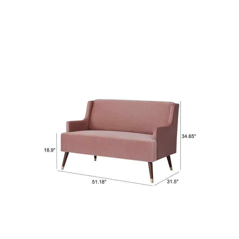 2 Seater Velvet Upholstery, Solid Wood leg With Copper Tip -