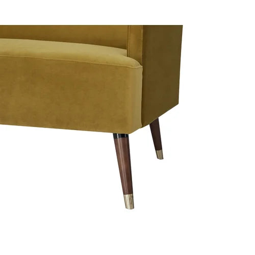 2 Seater Velvet Upholstery, Solid Wood leg With Copper Tip -