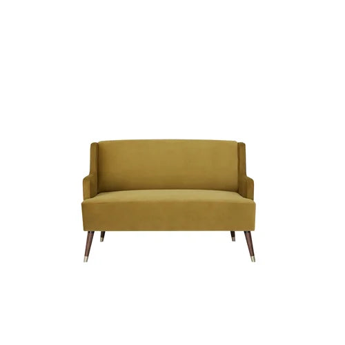 2 Seater Velvet Upholstery, Solid Wood leg With Copper Tip -