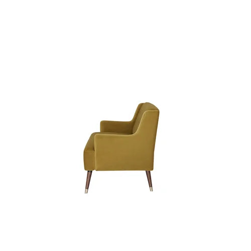 2 Seater Velvet Upholstery, Solid Wood leg With Copper Tip -