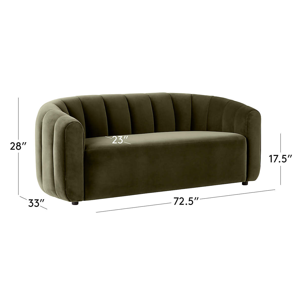 2 Seater sofa  in rich green velvet, deco-inspired loveseat looks good from every angle -