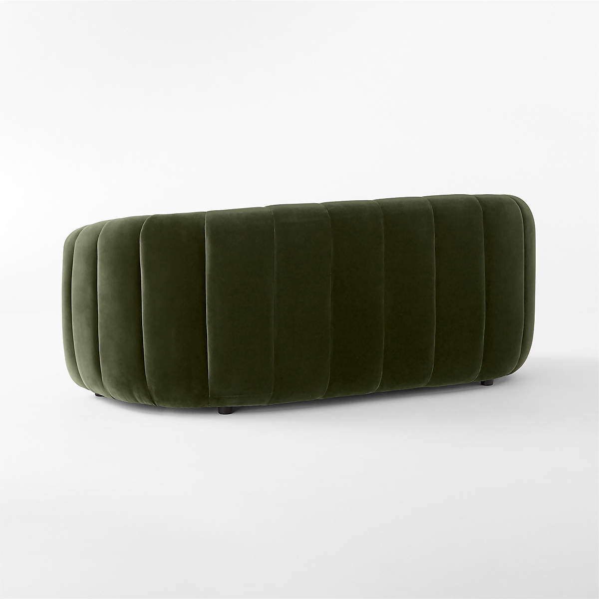 2 Seater sofa  in rich green velvet, deco-inspired loveseat looks good from every angle -