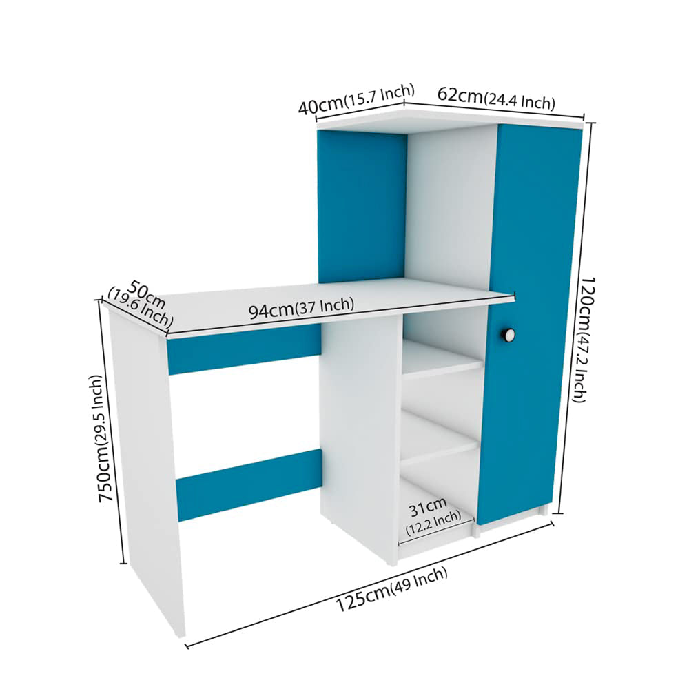 Wooden Top & Base Study Table with Wardrobe