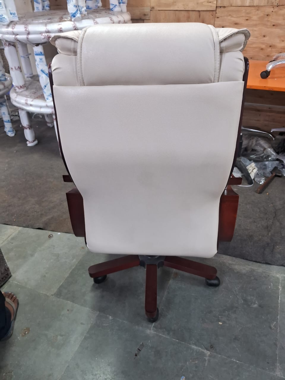 Home And Office High Back Ergonomic Leatherette Director Chair with Wooden Base
