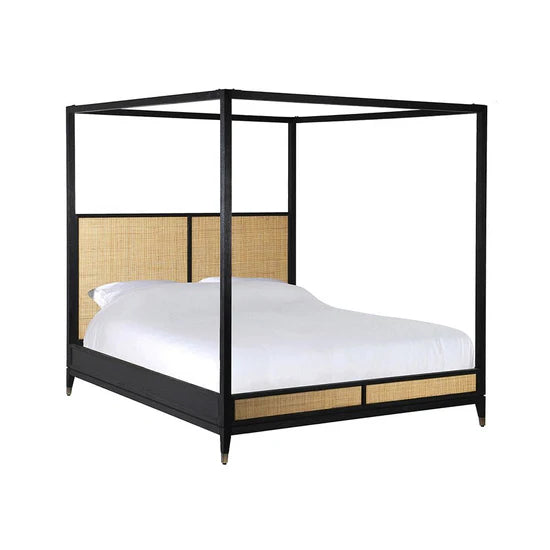 Poster Bed – Handcrafted Canopy Design, Natural Finish, Available in King & Queen Sizes