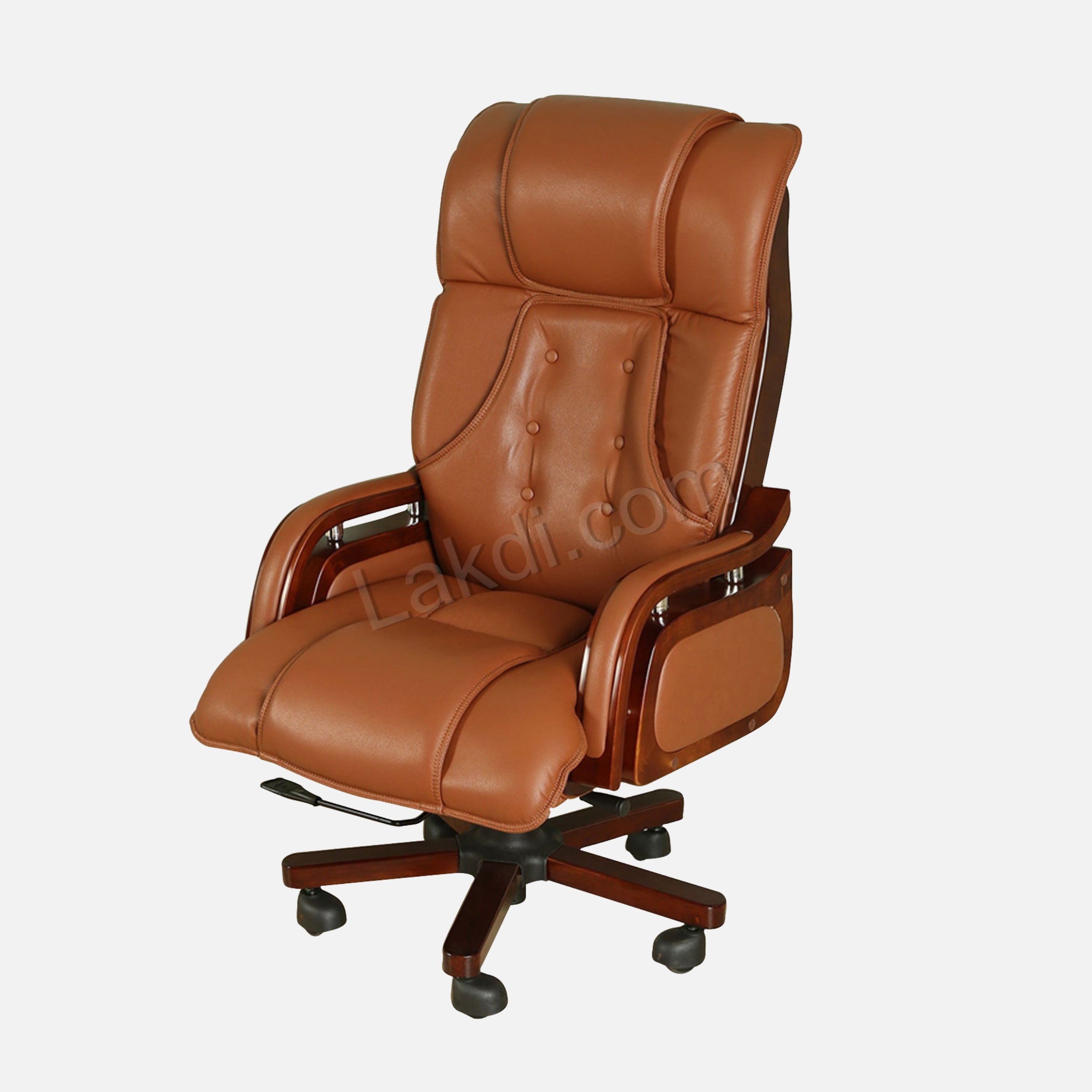 High Back Ergonomic Director Chair with Wooden Base