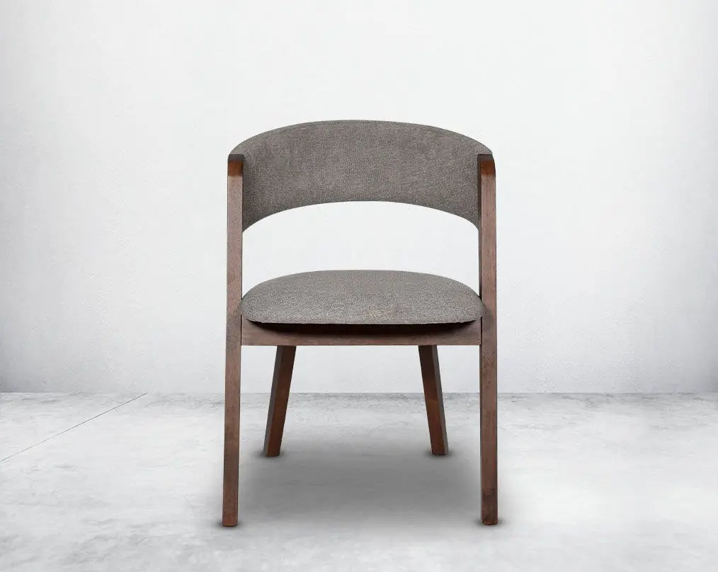 Modern Upholstered Dining Chair with Curved Backrest and Elegant Wood Frame & Comfortable Grey Fabric - Home Kitchen Furniture