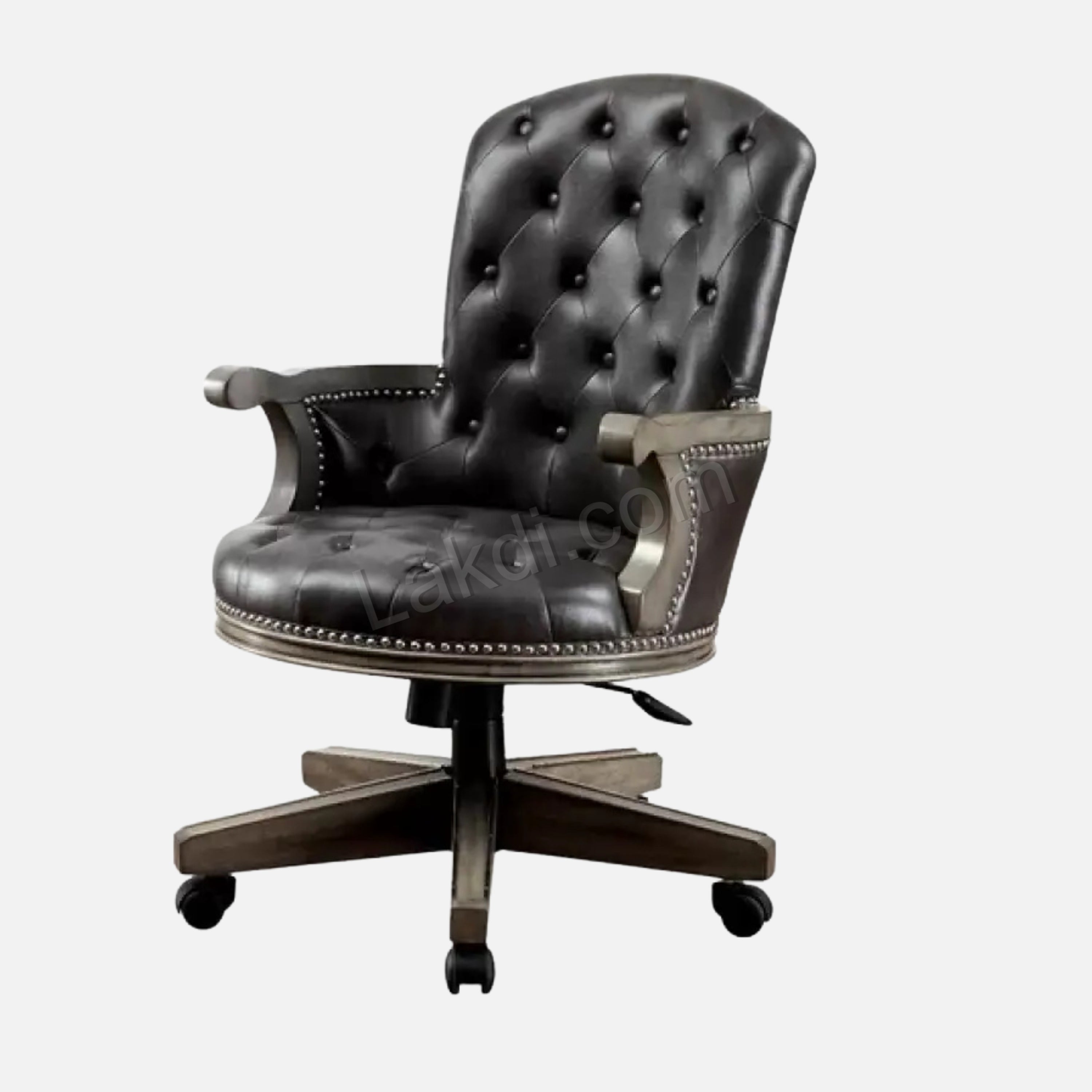 Director office Chair Tufted Design Made in Solid wood with Leatherette Upholstery & Armrest with Height Adjustable Premium Quality Chair