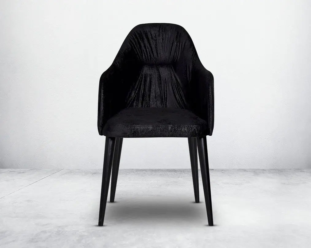 Elegant Black Velvet Dining Chair with Sturdy Legs - Modern Home Furniture & Kitchen Seating