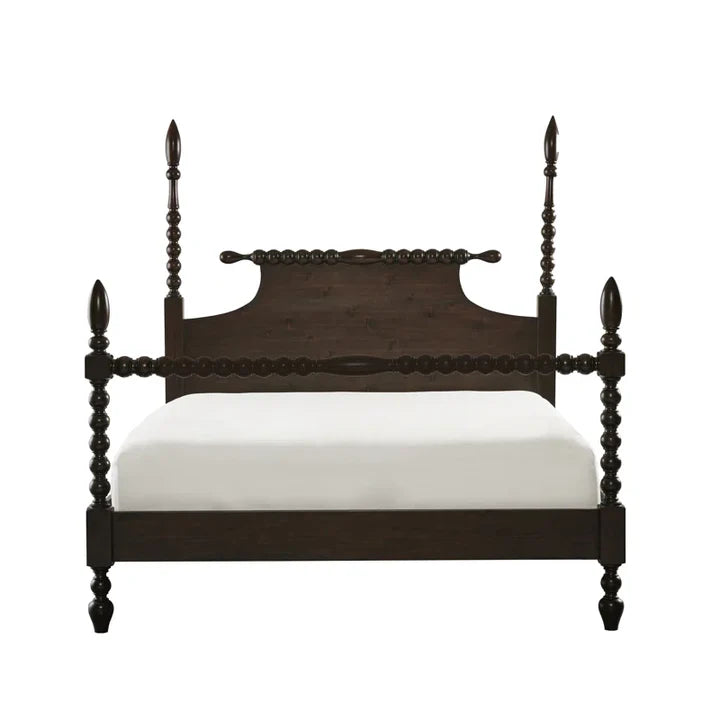 Poster Bed Elegant Solid Sheesham Wood in Walnut Finish – Royal Look with Lasting Durability