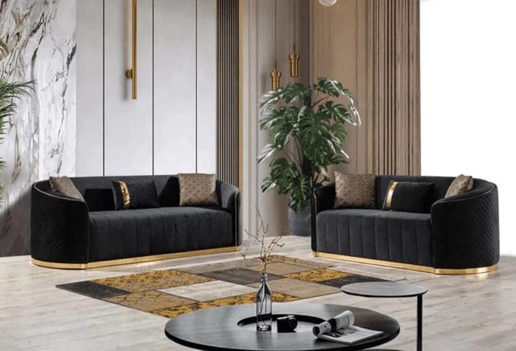 3 Seater sofa Modern Design and Velvet fabric Durable & Comfortable Padded Perfect for living Room
