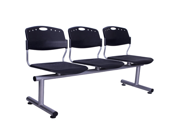 3 Seater Waiting Chair With Metal Legs With Backrest