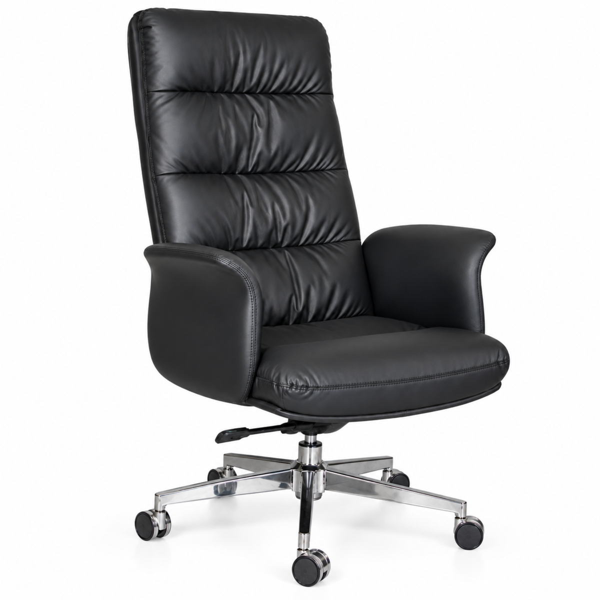 Black High Back Director Chair with Metal Chrome Base