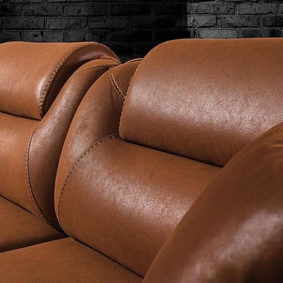 3-Seater Italian Sofa For Home Furniture Upholstery Pu Leatherette Comfortable & Soft Seating Ideal for Living Rooms - Brown