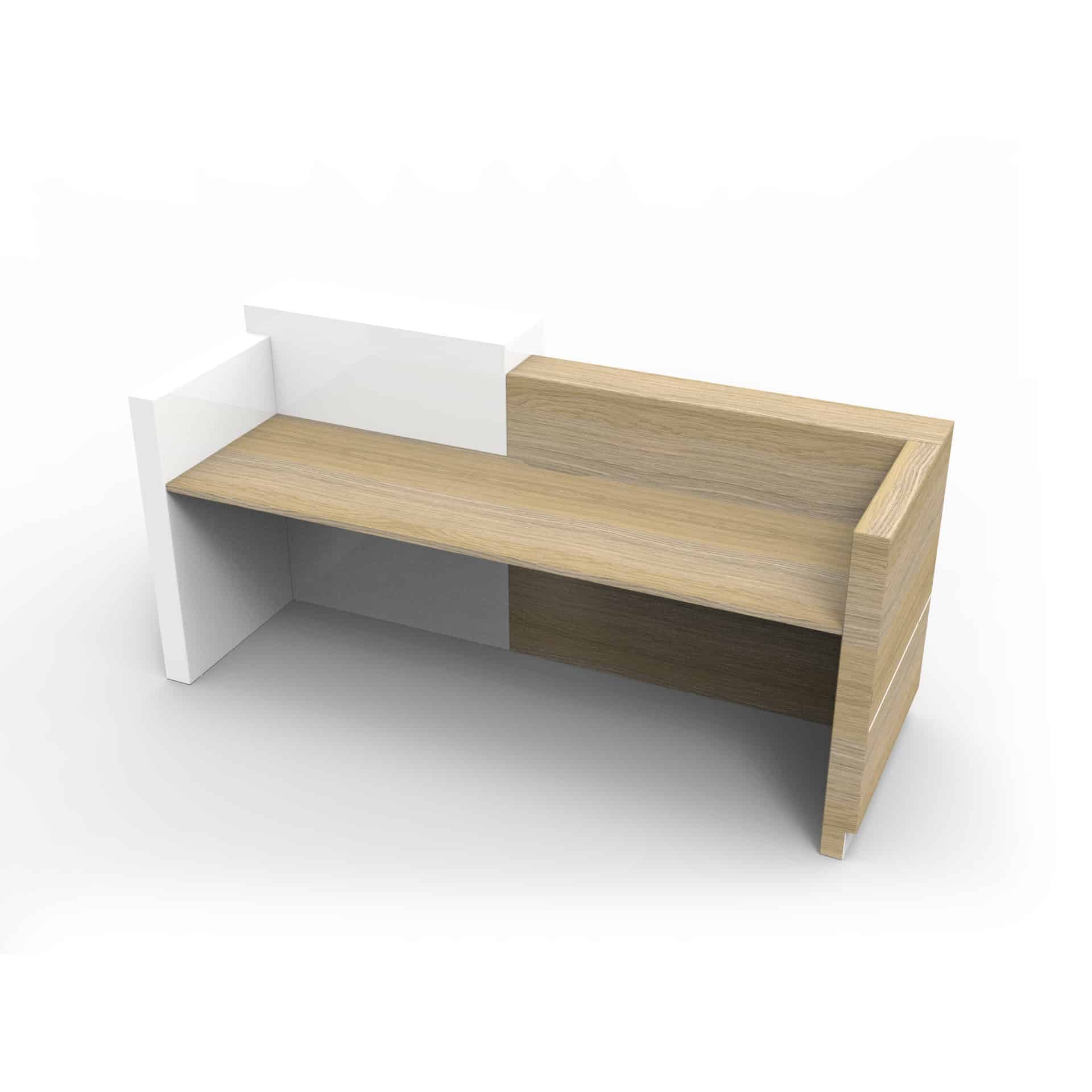 Reception Table for Office and Hotels Front Desk Made in MDF with Laminate, Large Counter Work Surface with 1 Lockable Drawer & Cable Manager