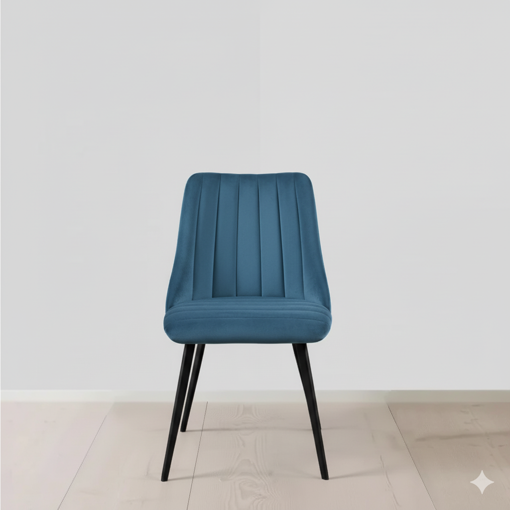 Luxurious Teal Velvet Dining Chair with Black Metal Legs - Stylish & Comfortable Home Furniture