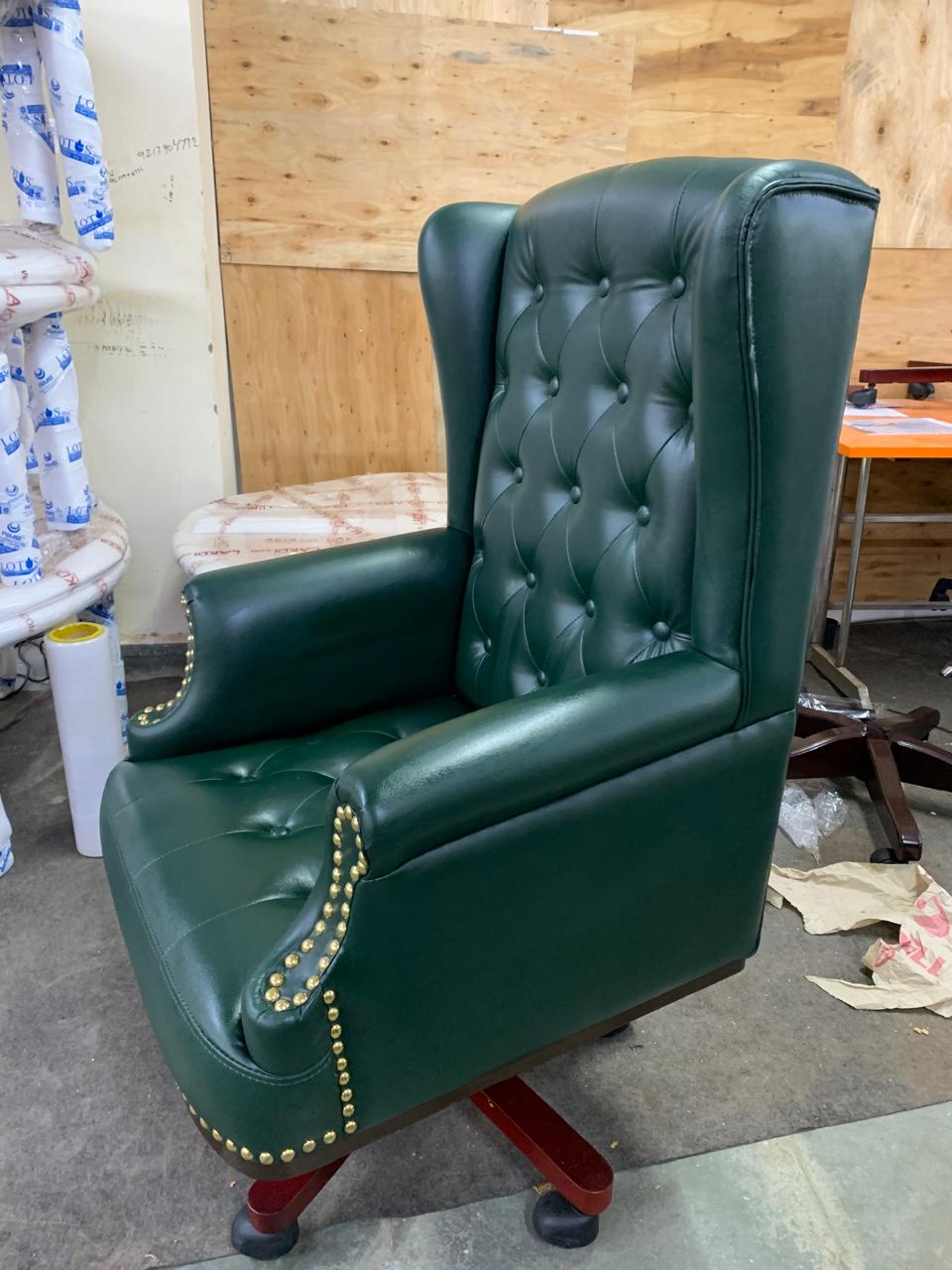 High Back Director Chair With Wooden Base