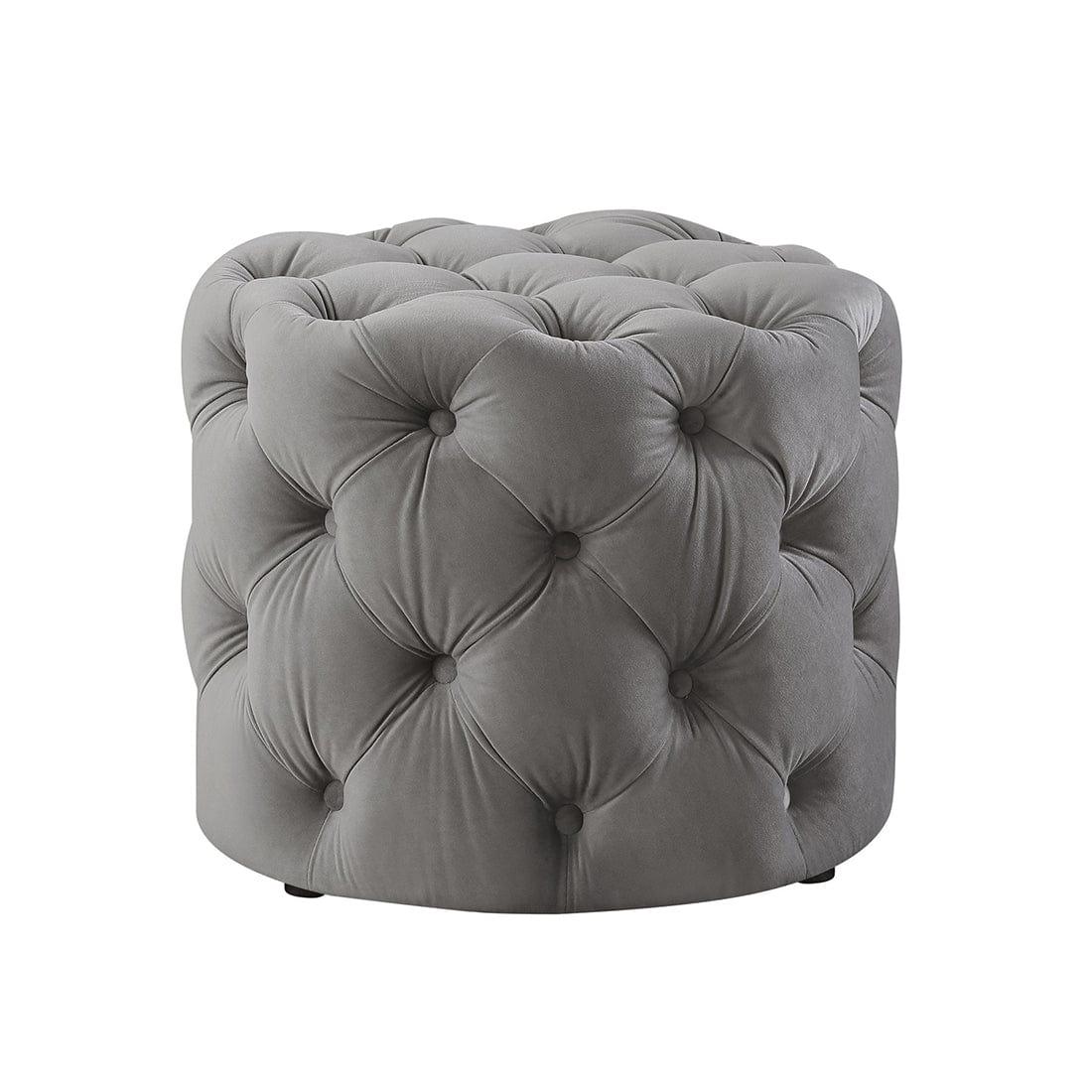 Ottoman Modern Round shape Upholstery Velvet Foot Rest Stool, Pouf for Office Home Décor for living Room, Bedroom, Office - Grey