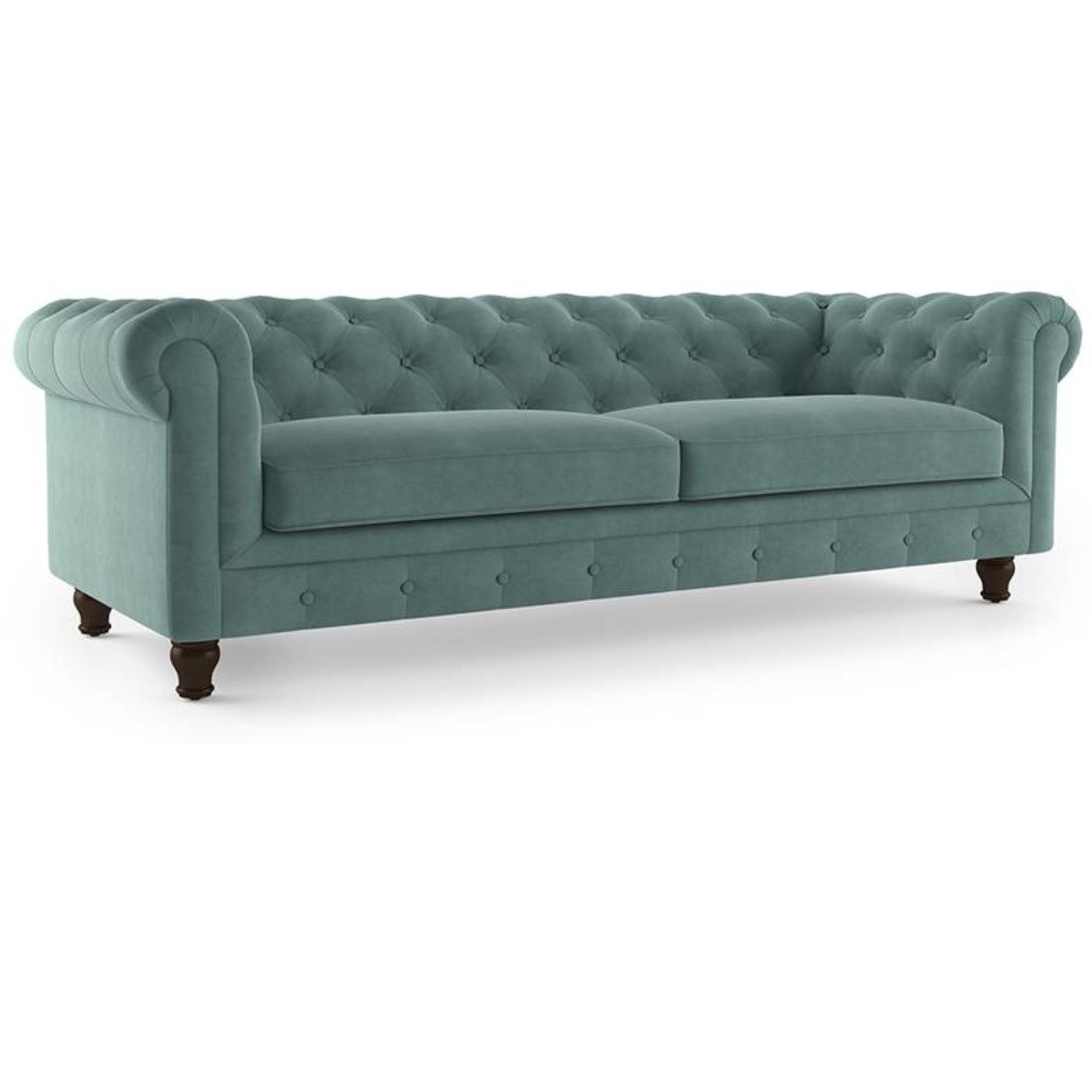 3 Seater Sofa For Home Furniture Upholstery Velvet Luxury Comfort Sofa Durable Design For Living Room -Blue